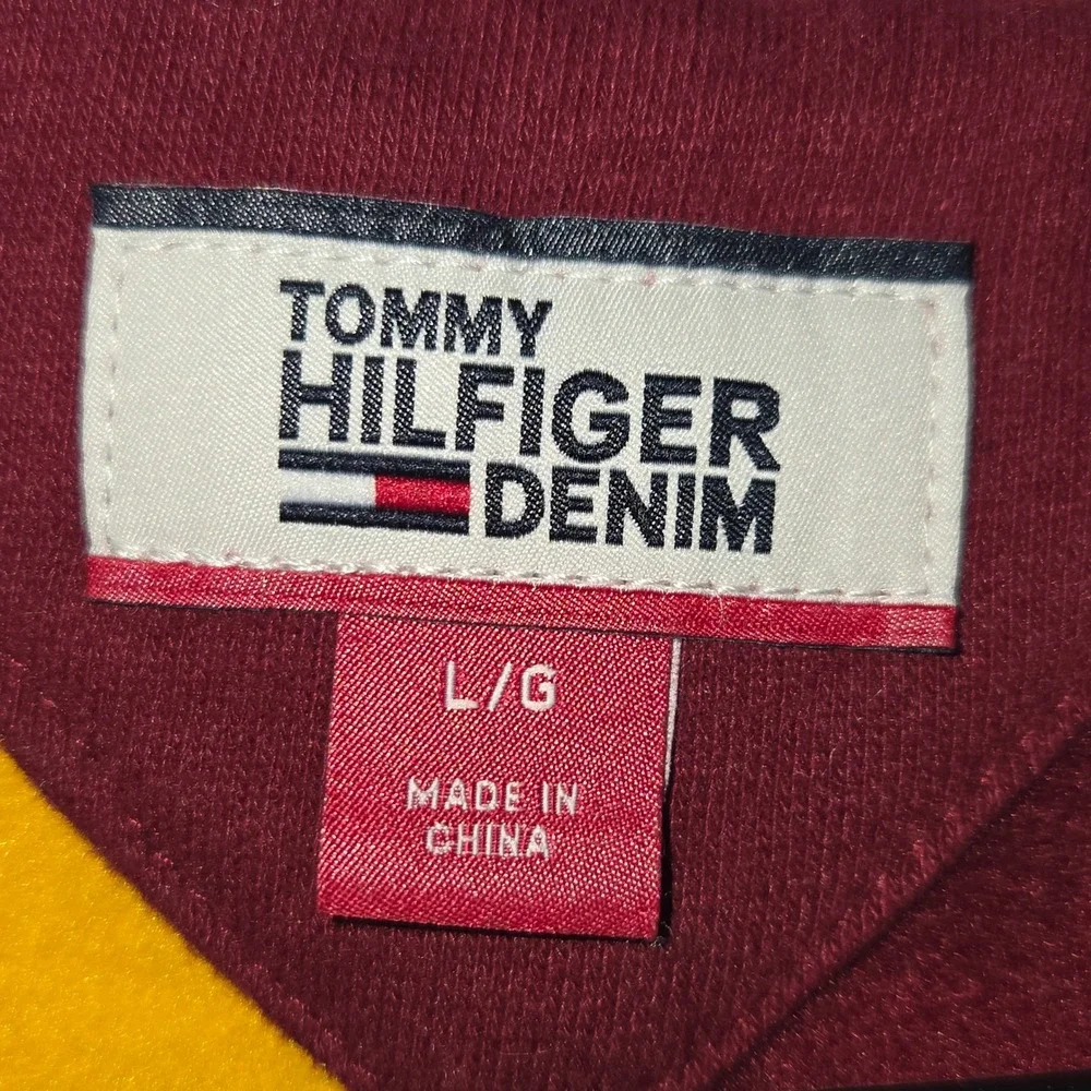 Tommy Hilfiger Denim Colorblock Sweatshirt unisex Large Multi Color Retro